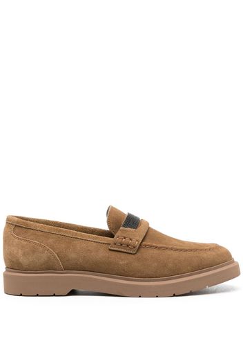 Brunello Cucinelli beaded suede penny loafers - Marrone