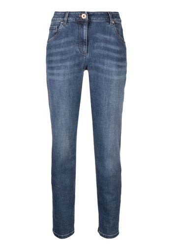 Brunello Cucinelli distressed-finish denim jeans - Blu