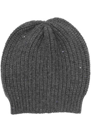 Brunello Cucinelli sequin-embellished knit beanie - Grigio