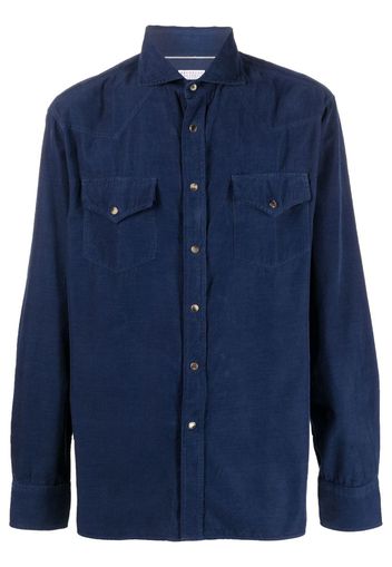 Brunello Cucinelli corduroy long-sleeve shirt - Blu