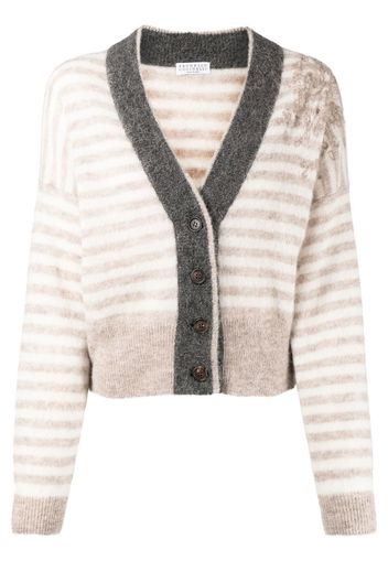 Brunello Cucinelli Cardigan a righe - Marrone