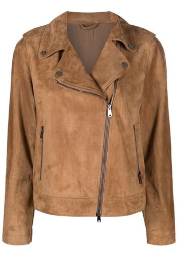 Brunello Cucinelli suede biker jacket - Marrone