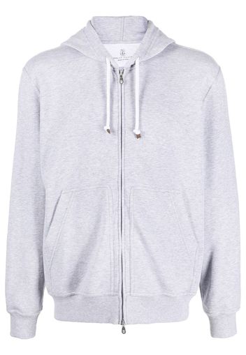 Brunello Cucinelli zipped cotton-blend hoodie - Grigio