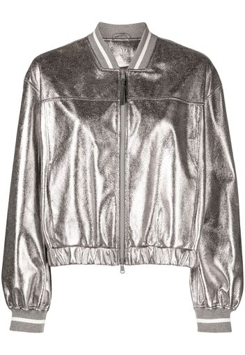 Brunello Cucinelli metallic-finish bomber jacket - Grigio