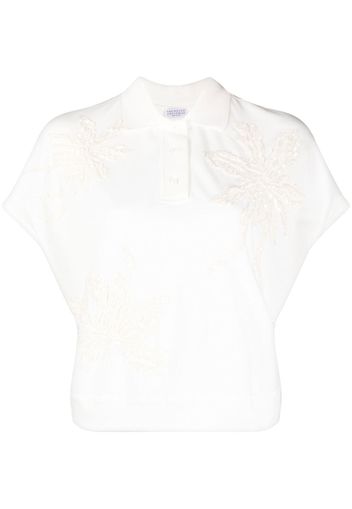 Brunello Cucinelli embroidered polo shirt - Bianco