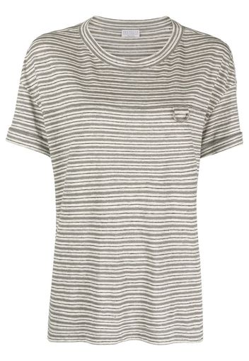 Brunello Cucinelli striped short-sleeve T-shirt - Grigio