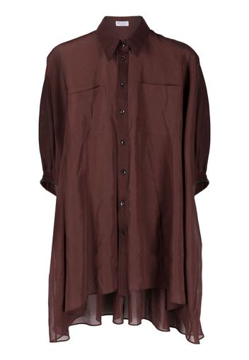 Brunello Cucinelli semi-sheer asymmetric hem blouse - Rosso