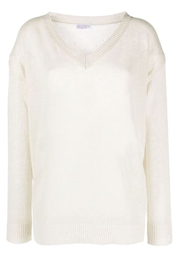 Brunello Cucinelli V-neck knitted top - Toni neutri