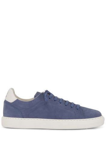 Brunello Cucinelli branded heel-counter low-top sneakers - Blu