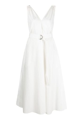 Brunello Cucinelli belted V-neck dress - Bianco