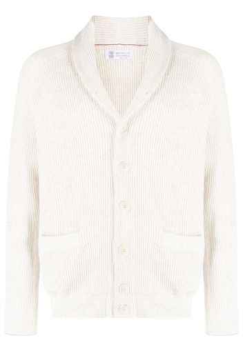 Brunello Cucinelli ribbed cotton-linen cardigan - Toni neutri