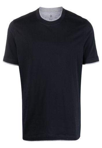 Brunello Cucinelli contrasting-edge cotton T-shirt - Blu