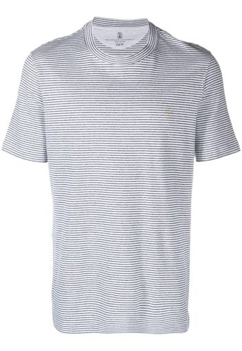 Brunello Cucinelli striped cotton-linen T-shirt - Blu