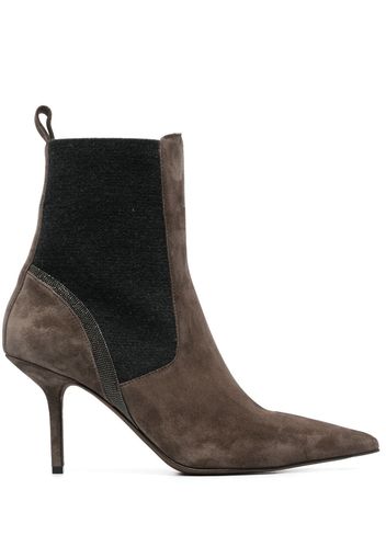 Brunello Cucinelli Monili-embellished 90mm ankle boots - Marrone