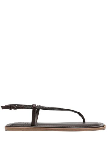 Brunello Cucinelli thong leather flat sandals - Marrone