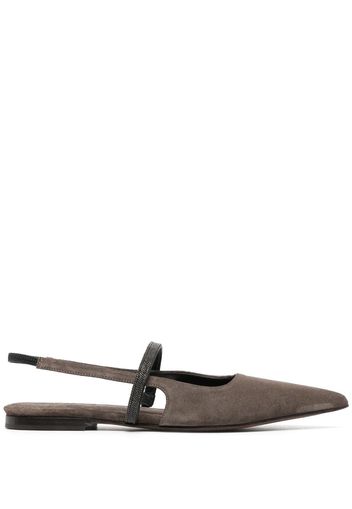 Brunello Cucinelli suede sling-back ballerinas - Marrone