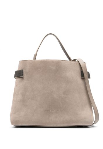 Brunello Cucinelli Borsa tote con dettaglio Monili - BROWN