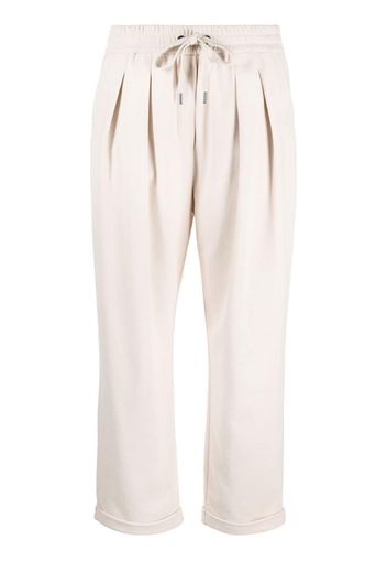 Brunello Cucinelli pleated cotton track pants - Toni neutri