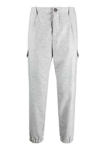 Brunello Cucinelli herringbone tapered wool trousers - Grigio