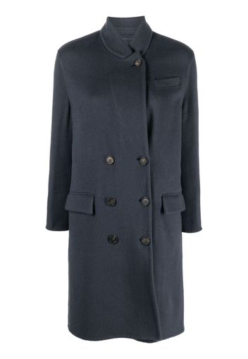 Brunello Cucinelli Cappotto doppiopetto con bottoni - Blu