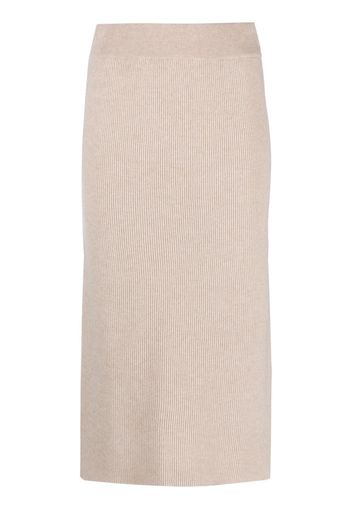 Brunello Cucinelli ribbed-knit midi skirt - Marrone