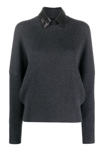 Brunello Cucinelli mock-neck cashmere jumper - Grigio