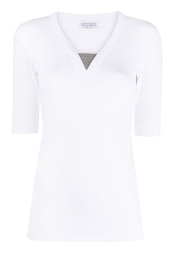 Brunello Cucinelli V-neck knitted top - Bianco