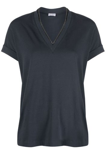 Brunello Cucinelli Monoli-embellished T-shirt - Blu