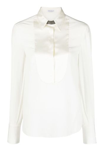 Brunello Cucinelli Monili-embellishment silk top - Bianco