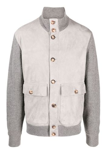 Brunello Cucinelli panelled suede-cashmere jacket - Grigio