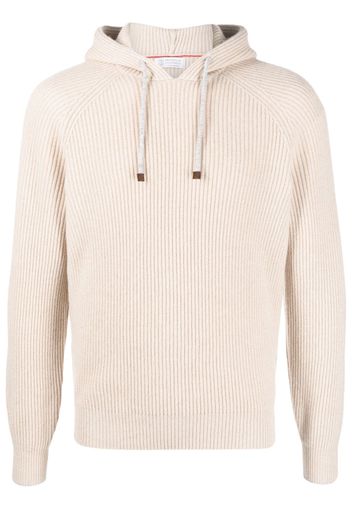 Brunello Cucinelli ribbed-knit cashmere hoodie - Toni neutri