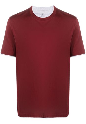 Brunello Cucinelli T-shirt con dettaglio a strati - Rosso