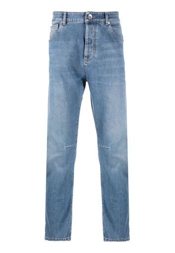 Brunello Cucinelli low-rise tapered-leg jeans - Blu