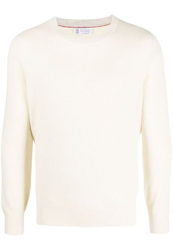 Brunello Cucinelli ribbed-knit crew neck cashmere jumper - Toni neutri