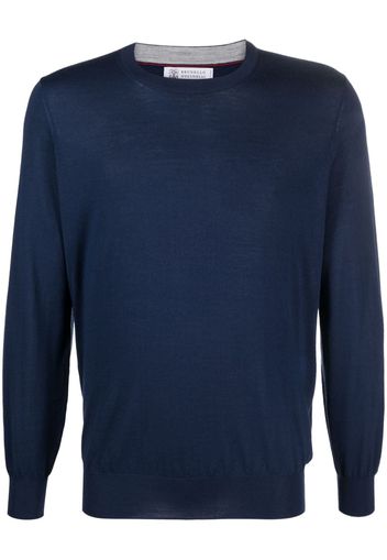 Brunello Cucinelli virgin wool-cashmere crew neck jumper - Blu