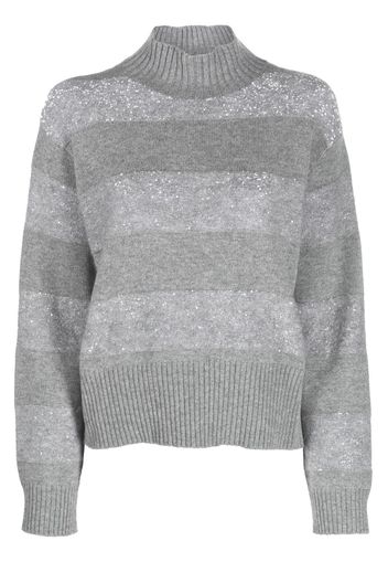 Brunello Cucinelli sequin-embellished striped jumper - Grigio