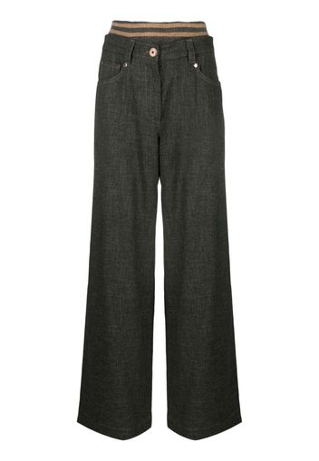 Brunello Cucinelli striped-waist palazzo pants - Grigio