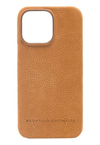 Brunello Cucinelli grained-leather iPhone 14 Pro Max case - Marrone