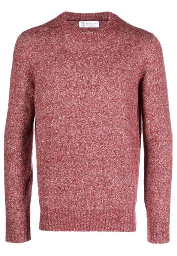 Brunello Cucinelli mélange-effect crew-neck jumper - Rosso