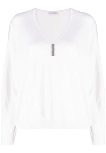 Brunello Cucinelli Monili chain-embellished jumper - Toni neutri