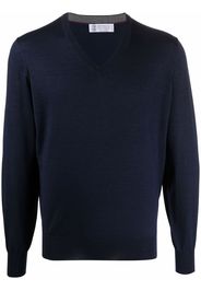 Brunello Cucinelli fine-knit V-neck jumper - Blu