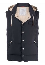 Brunello Cucinelli hooded feather-down padded gilet - Blu