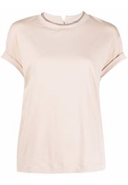 Brunello Cucinelli constrast-trim fitted T-shirt - Toni neutri