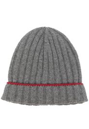 Brunello Cucinelli contrasting-trim detail knit beanie - Grigio