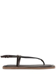 Brunello Cucinelli thong leather flat sandals - Marrone