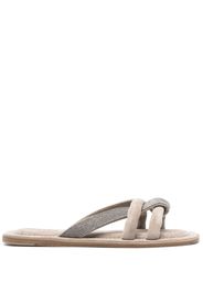 Brunello Cucinelli Monili-chain-detail suede sandals - Grigio