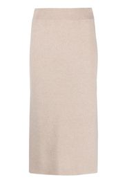 Brunello Cucinelli ribbed-knit midi skirt - Marrone