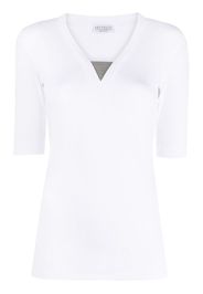 Brunello Cucinelli V-neck knitted top - Bianco