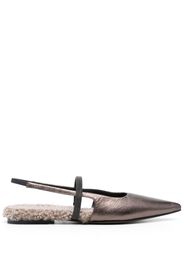 Brunello Cucinelli glittered flat ballerina shoes - Marrone