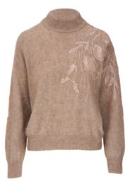 Brunello Cucinelli floral-embroidered mock-neck jumper - Toni neutri